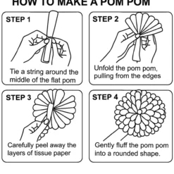 Pom pom -koriste Let's Party 3 kpl valkoinen