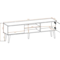 TV-taso Kocot 160 cm Toronto musta/beige